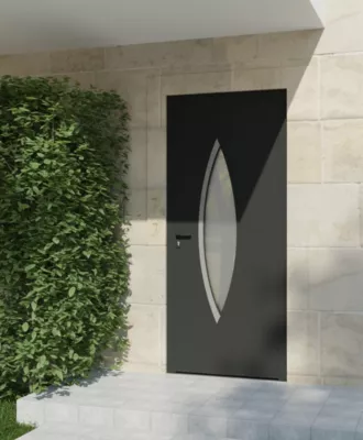 Porte d'entrée aluminium gris Zaria H.215 x l.90 cm poussant droit