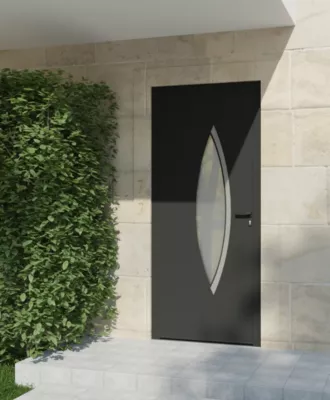 Porte d'entrée aluminium gris Zaria H.215 x l.90 cm poussant gauche