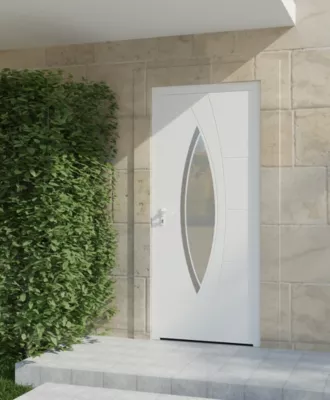 Porte d'entrée aluminium blanc Zaria H.215 x l.90 cm poussant droit