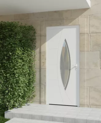 Porte d'entrée aluminium blanc Zaria H.215 x l.90 cm poussant gauche