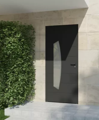Porte d'entrée aluminium gris Tegan H.215 x l.90 cm poussant gauche