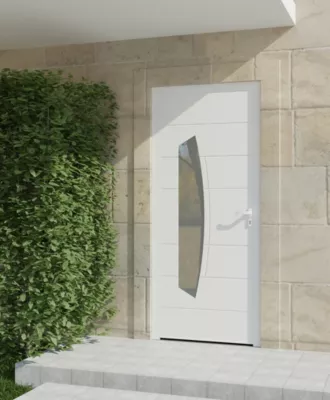 Porte d'entrée aluminium blanc Tegan H.215 x l.90 cm poussant gauche
