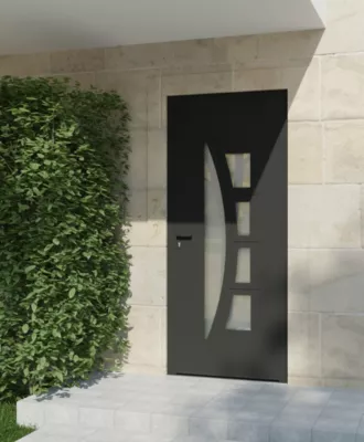 Porte d'entrée aluminium gris Rylie H.215 x l.90 cm poussant droit