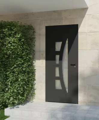 Porte d'entrée aluminium gris Rylie H.215 x l.90 cm poussant gauche