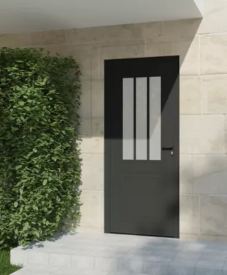 Porte d'entrée aluminium gris Sestri H.215 x l.90 cm poussant gauche