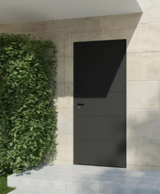 Porte d'entrée aluminium gris Madryn H.215 x l.90 cm poussant droit