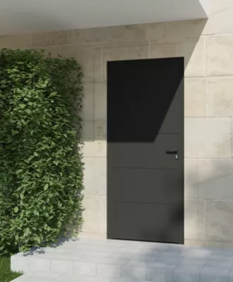 Porte d'entrée aluminium gris Madryn H.215 x l.90 cm poussant gauche