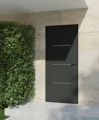 Porte d'entrée aluminium gris Leme H.215 x l.90 cm poussant gauche