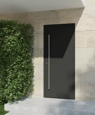 Porte d'entrée aluminium gris Kapas H.215 x l.90 cm poussant droit