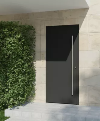 Porte d'entrée aluminium gris Kapas H.215 x l.90 cm poussant gauche