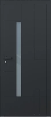 Porte d'entrée aluminium gris Imani H.215 x l.90 cm poussant droit