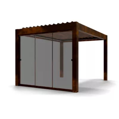 Paroi vitrée coulissante pour pergola Vali 3 x 4 m coloris rouille