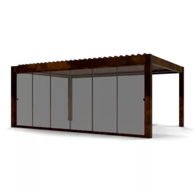 Paroi vitrée coulissante pour pergola Vali 4 x 6 m coloris rouille