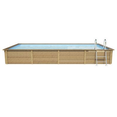 Piscine béton effet bois rectangulaire Naturalis LDD 6.09 x 3.24 x H 1.28 m