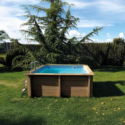 Piscine carrée en béton effet bois L.3,24 x l.3,24 x H.1,28 m, Naturalis