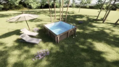 Piscine carrée en béton effet bois Naturalis 3.24 x 3.24 x H 1.40 m