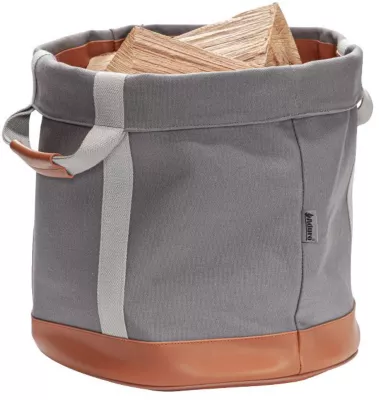 Sac à bûches en toile et poignées cuir Aduro Proline gris