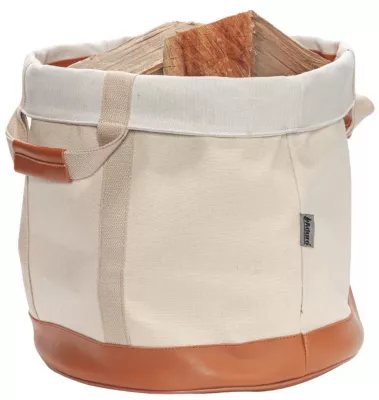 Sac à bûches en toile et poignées cuir Aduro Proline beige