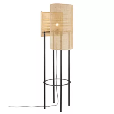 Lampadaire raphia et métal noir Ø46cm E27 60W IP20, Nordlux Jaffna