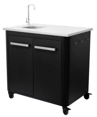 Cuisine d'extérieur Cozze® 90 avec évier, robinet et plan de travail en inox H.90 cm
