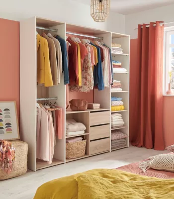 Kit dressing XL décor chêne et blanc l. 195,5 x P. 40 x H. 200 cm