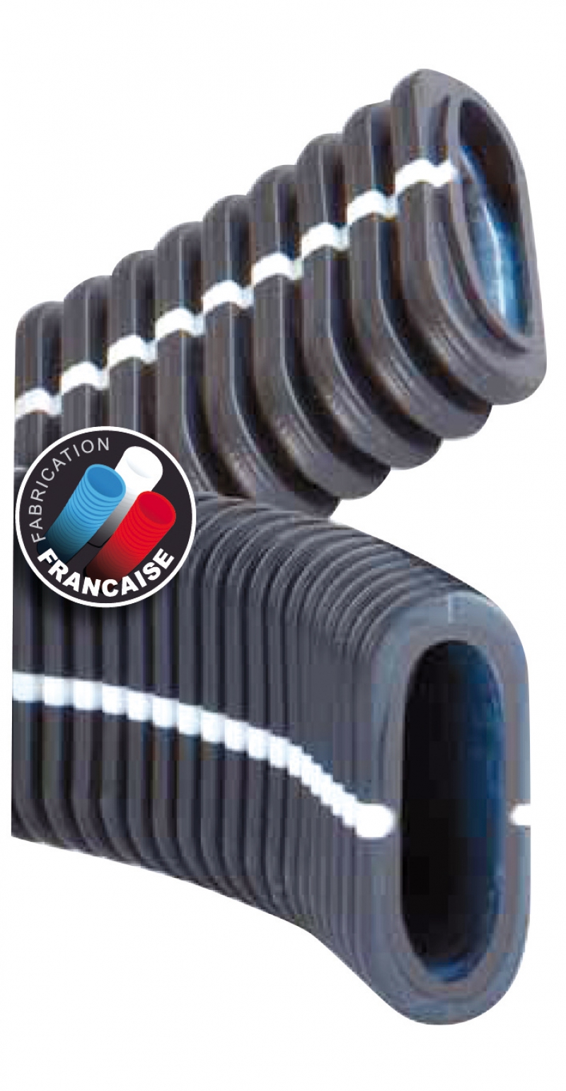 Gaine plate FACILOFLEX gaine annelées pour la protection des conducteurs isolés. forme oblongue 29 x12 mm qui correspond, en terme de remplissage, à une gaine ICTA de diamètre 20 mm. norme NF EN 61386.22 et NF EN 61386-1