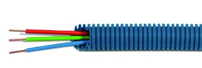 Conduits cintrables annelé avec fils H07V-U • PM PrefilBLEU™, la gaine pré-filée extra flexible et extra souple • PM PrefilBLEU™ s’adapte parfaitement à tous les cheminements, même les plus tortueux, en cloisons comme dans le sol. tariféau 100 ml