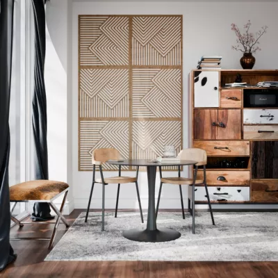 Panneau mural décoratif Zoey design géométrique ajouré effet bois clair L.60 x l.60 x ép.1cm 3pcs