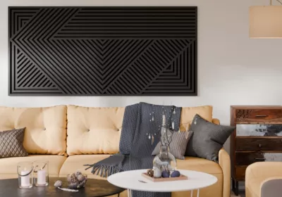 Panneau tasseau MDF Joy décor diagonal noir 240X60 cm