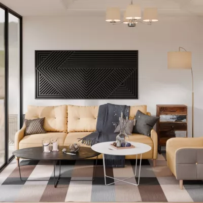 Panneau tasseau MDF Joy décor diagonal noir 240X90 cm