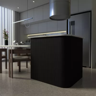 Panneau tasseau flexible Ella 275x60 cm – Lamelles MDF finition noire sur tissu