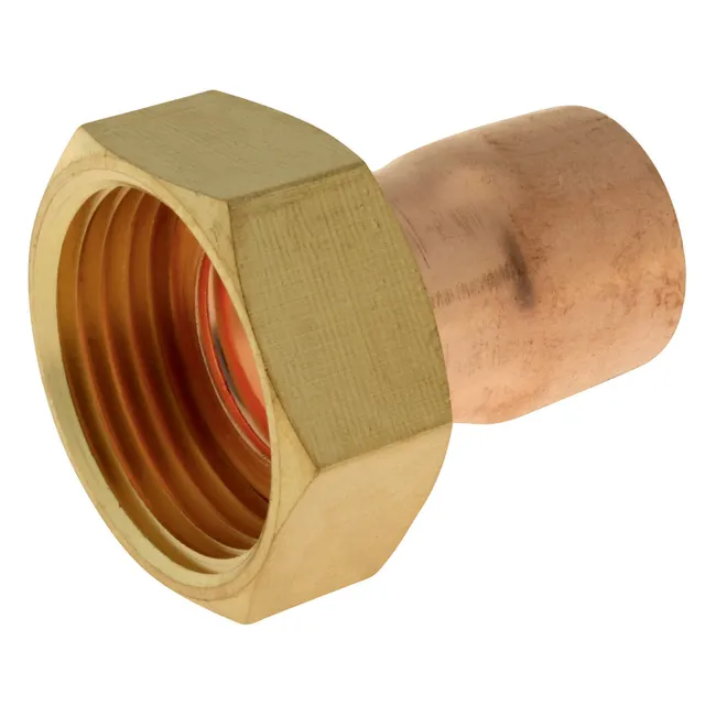 Image principale de Raccord cuivre droit à souder sur tube Ø22 - Ecrou tournant 26/34 - Sachet de 2