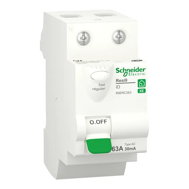 Image principale de Interrupteur différentiel 2 pôles 63A 30mA Type AC Resi9 XE, SCHNEIDER ELECTRIC