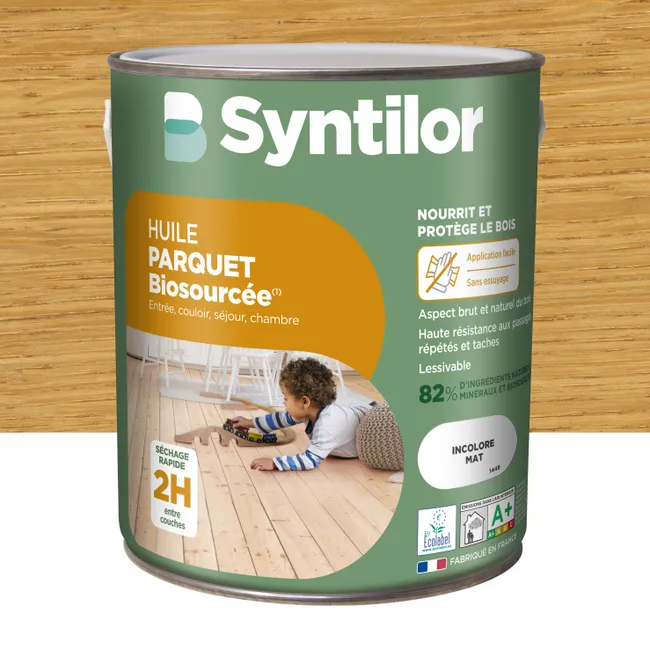 Image principale de Huile bois intérieur parquet SYNTILOR, incolore Biosourcée mat, 2.5l