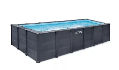 Piscine tubulaire rectangulaire pvc graphite 6 x 3 x 1,24 m Intex