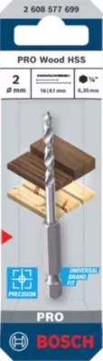 Foret bois acier Ø.2 x L.61mm Bosch Pro Wood