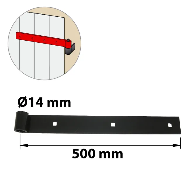 Image principale de Penture de volet en acier noir prépeint, Diam.14 x H.35 x L.500 x P.23 mm AFBAT