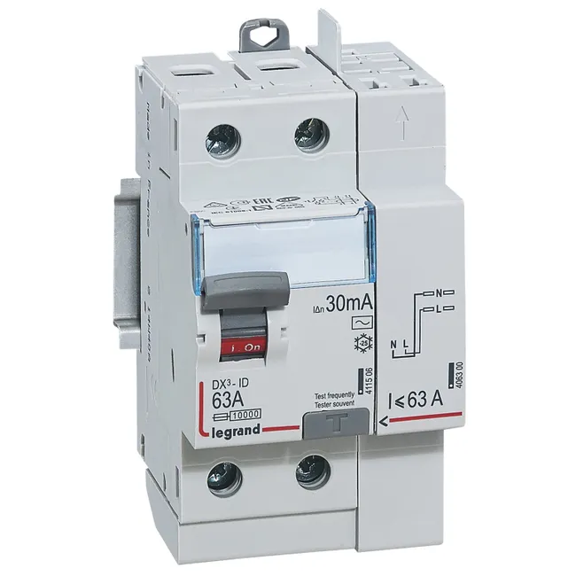 Image principale de Interrupteur différentiel LEGRAND, 30 mA 63 A type AC arrivée haut / départ haut