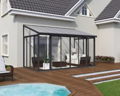 Véranda adossée Canopia SanRemo 2.77 x 4.25m Gris anthracite