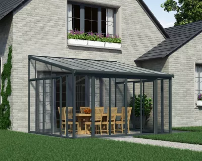 Véranda adossée Canopia SanRemo 3.67 x 4.25m Gris anthracite