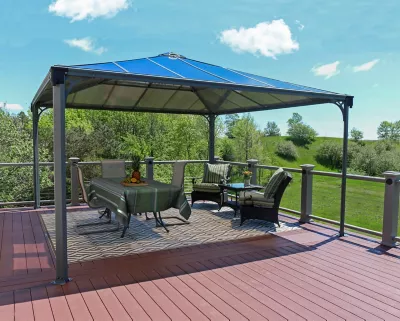 Tonnelle autoportante aluminium et toit polycarbonate Palermo 4,3 x 4,3 m