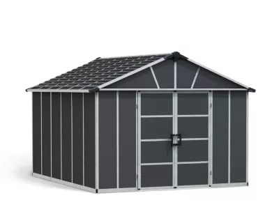 Abri de jardin Yukon polycarbonate gris foncé surface totale 13,1m²
