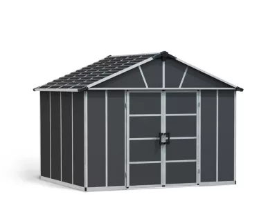 Abri de jardin Yukon polycarbonate gris foncé surface totale 9m²