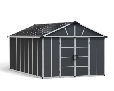 Abri de jardin Yukon polycarbonate gris foncé surface totale 17,2m²