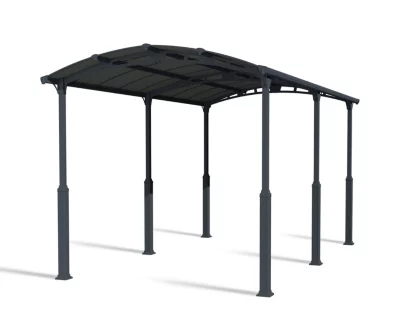 Carport Arcadia Alpine 64 gris anthracite toit arrondi 6,49 x 3,59 m