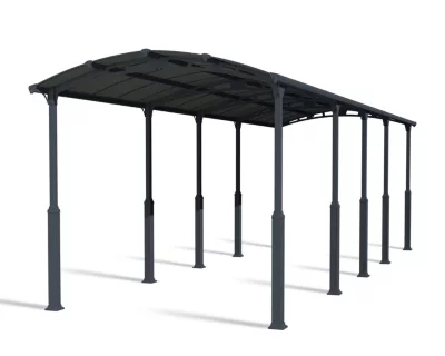 Carport Arcadia Alpine 106 gris anthracite toit arrondi 10,7 x 3,59 m