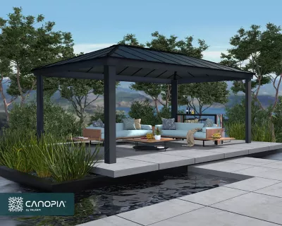 Tonnelle autoportante aluminium et toit polycarbonate Canopia by Palram Dallas 3,64 x 6,12 m