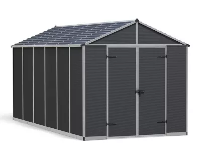 Abri de jardin Rubicon polycarbonate gris foncé surface totale 10,7m²
