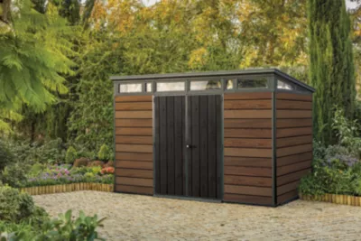 Abri de jardin WALNUT Signature 117 en résine coloris noyer - 7,4 m² - KETER