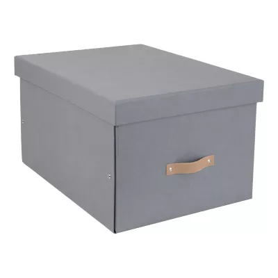 Boîte de rangement rectangulaire avec couvercle Tora coloris gris